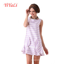 100% Polyester Stripe Femmes Dress pour Youne / MID-Age Lady Vêtements d&#39;été